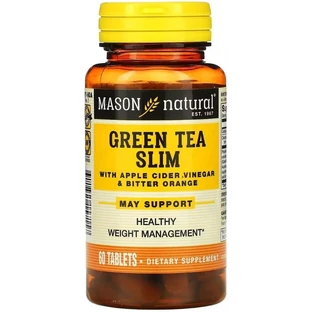 Зелений чай з яблучним оцтом та гірким апельсином, Green Tea Slim with Apple Cider Vinegar&Bitter Orange, Mason Natural, 60 таблеток