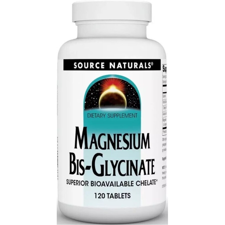 Магний Бисглицинат, Magnesium Bis-Glycinate, Source Naturals, 120 таблеток: цены и характеристики