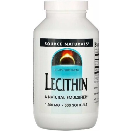 Лецитин, 1200 мг, Lecithin, Source Naturals, 500 желатинових капсул