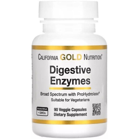 Травні ферменти, Digestive Enzymes, California Gold Nutrition, 90 вегетаріанських капсул