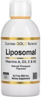 Ліпосомальні вітаміни A D3 E та K2, смак ананасу, Liposomal Vitamin A D3 E &amp; K2, California Gold Nutrition, 250 мл