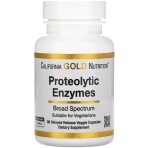 Ферменти протеолітичні широкого спектру та відстроченого вивільнення, Proteolytic Enzymes, California Gold Nutrition, 90 вегетаріанських капсул: ціни та характеристики