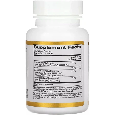Ферменты протеолитические широкого спектра и отсроченного высвобождения, Proteolytic Enzymes, California Gold Nutrition, 90 вегетарианских капсул: цены и характеристики