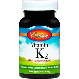 Витамин К2 (MK-4 Менатетренон), Carlson, Vitamin K2 Menatetrenone, 5 мг, 60 капсул