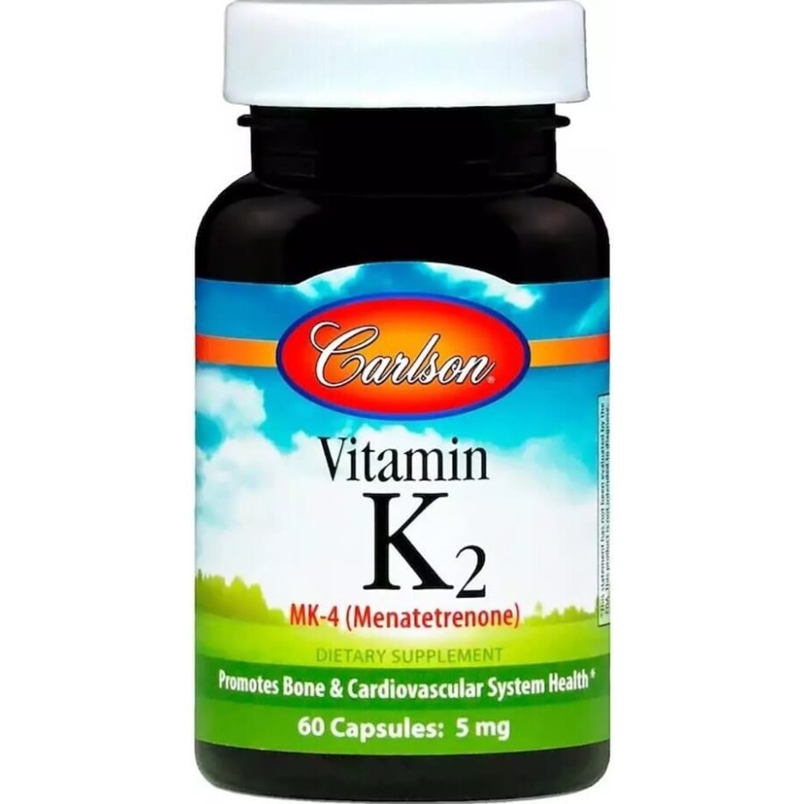 Витамин К2 (MK-4 Менатетренон), Carlson, Vitamin K2 Menatetrenone, 5 мг, 60 капсул: цены и характеристики