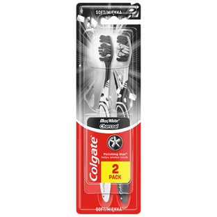 Зубная щетка COLGATE Макс Блеск с углем 2 шт 