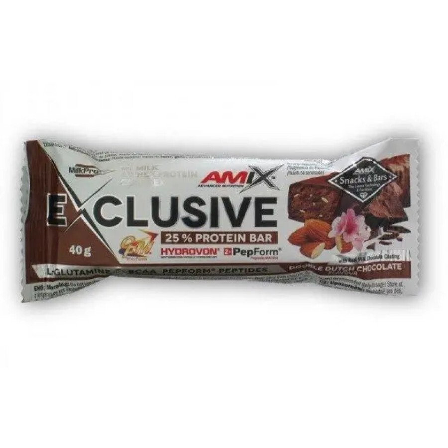 Протеїновий батончик Amix Exclusive Protein double dutch chocolate - 40гр x 24шт: ціни та характеристики