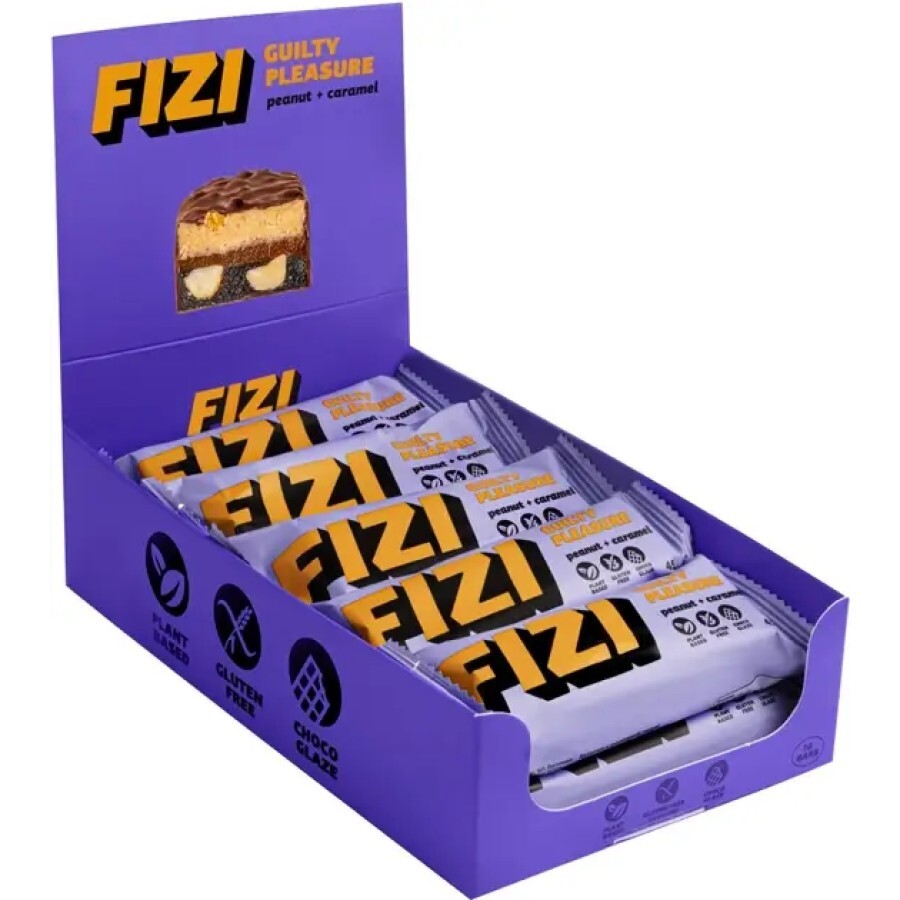 Батончик шоколадный без глютена FIZI Peanut + caramel 45г x 10шт: цены и характеристики