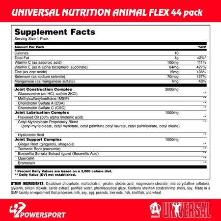 Хондропротектор Universal Nutrition Animal Flex, 44 пакета: цены и характеристики