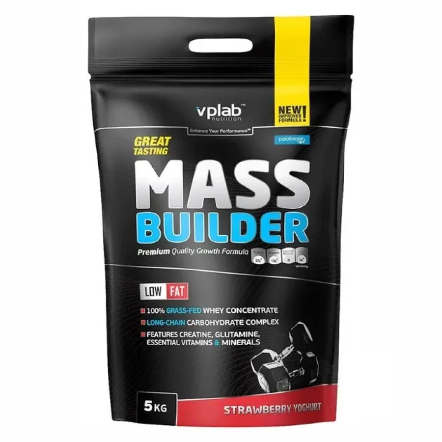 Гейнер VPLAB Nutrition Mass Builder клубника-йогурт, 5 кг: цены и характеристики