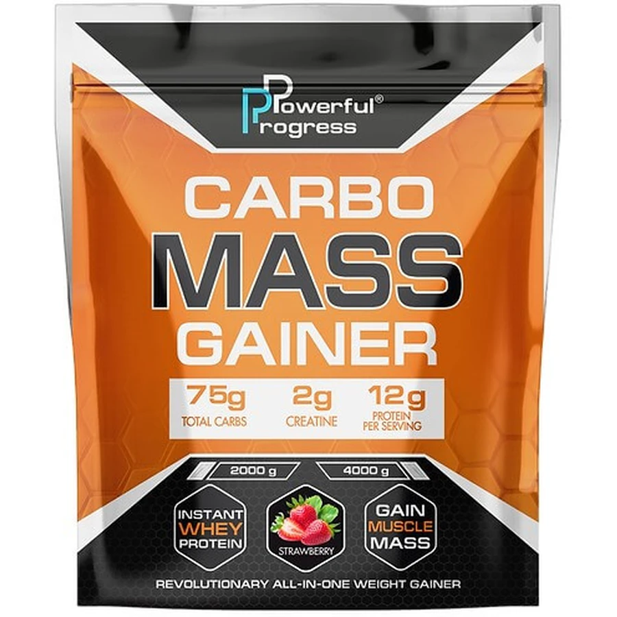 Гейнер Carbo Mass Gainer, Strawberry, 2000 г : ціни та характеристики