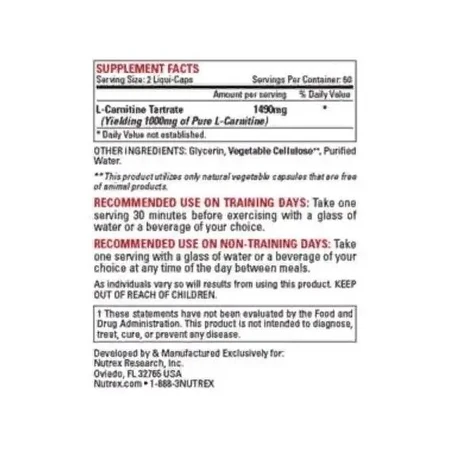 Жироспалювач для спорту Nutrex Lipo-6 Carnitine 120 капсул: ціни та характеристики