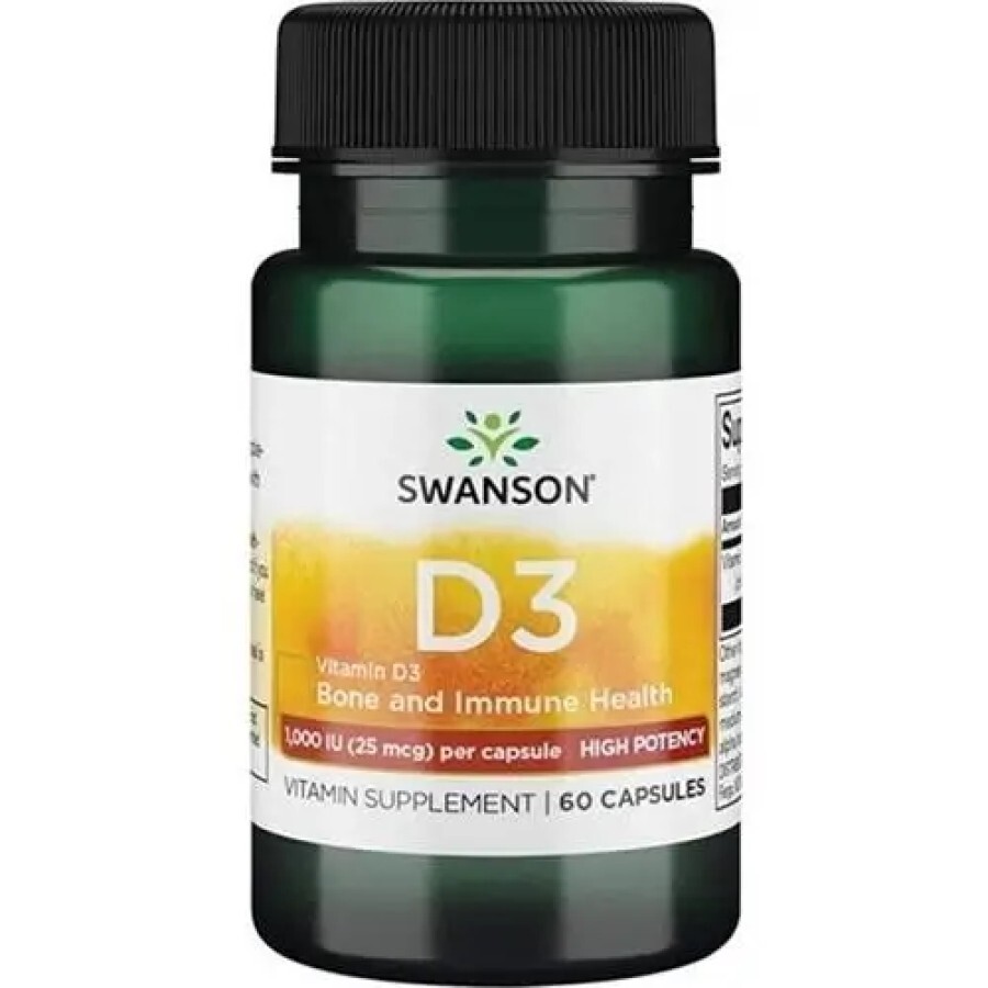 Витамин D Swanson Vitamin D3 High Potency 1000IU (25 mcg) 60 капсул: цены и характеристики