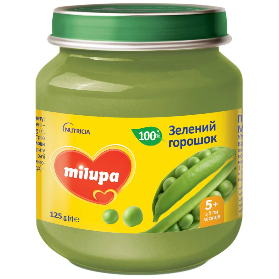 Пюре овочеве дитяче Нутриція Milupa Зелений горошок з 5-ти місяців 125 г: ціни та характеристики