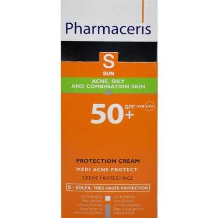 Крем для лица PHARMACERIS S Medi Acne Protect солнцезащитный для кожи с акне SPF 50+ 50 мл 