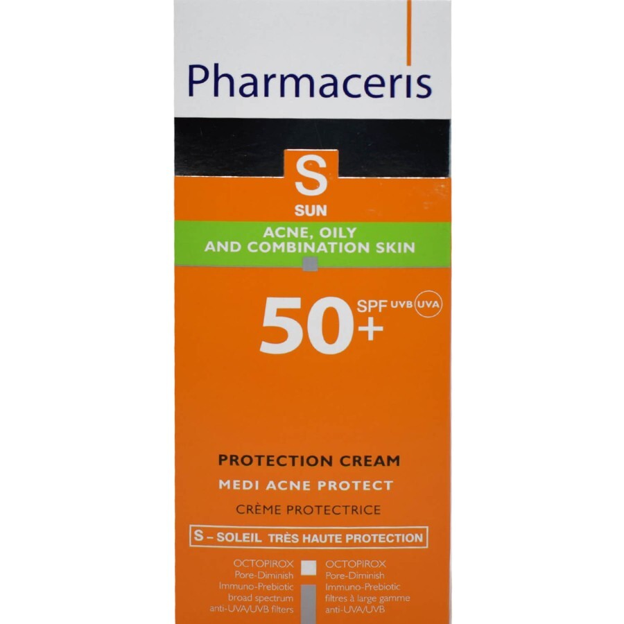 Крем для лица PHARMACERIS S Medi Acne Protect солнцезащитный для кожи с акне SPF 50+ 50 мл : цены и характеристики