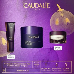 Набір Caudalie Premier Cru Rich крем для очей 5 мл + крем для обличчя 50мл + крем для обличчя 15 мл 