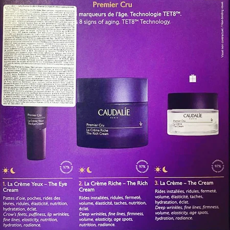 Набір Caudalie Premier Cru Rich крем для очей 5 мл + крем для обличчя 50мл + крем для обличчя 15 мл : ціни та характеристики