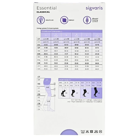 Панчохи компресійні з силік. фікс. SIGVARIS Essential Classical PLUS 19317 клас 2 з відкр. миском колір беж. розмір М short : ціни та характеристики