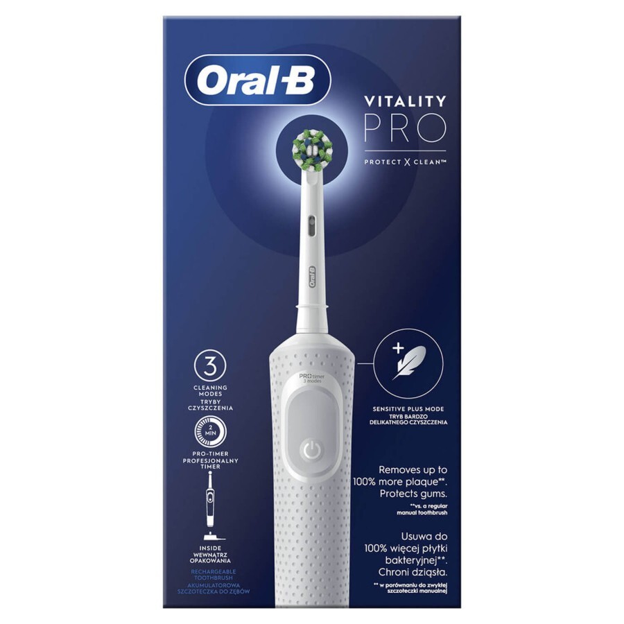 Зубна щітка електрична ORAL-B Vitality D103.413.3 Protect clean тип 3708 колір White: ціни та характеристики