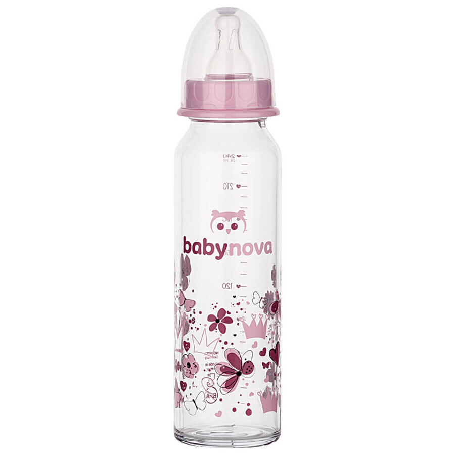 Бутылочка для кормления BABY-NOVA Декор стеклянная для девочки цвет в ассортименте 240 мл: цены и характеристики