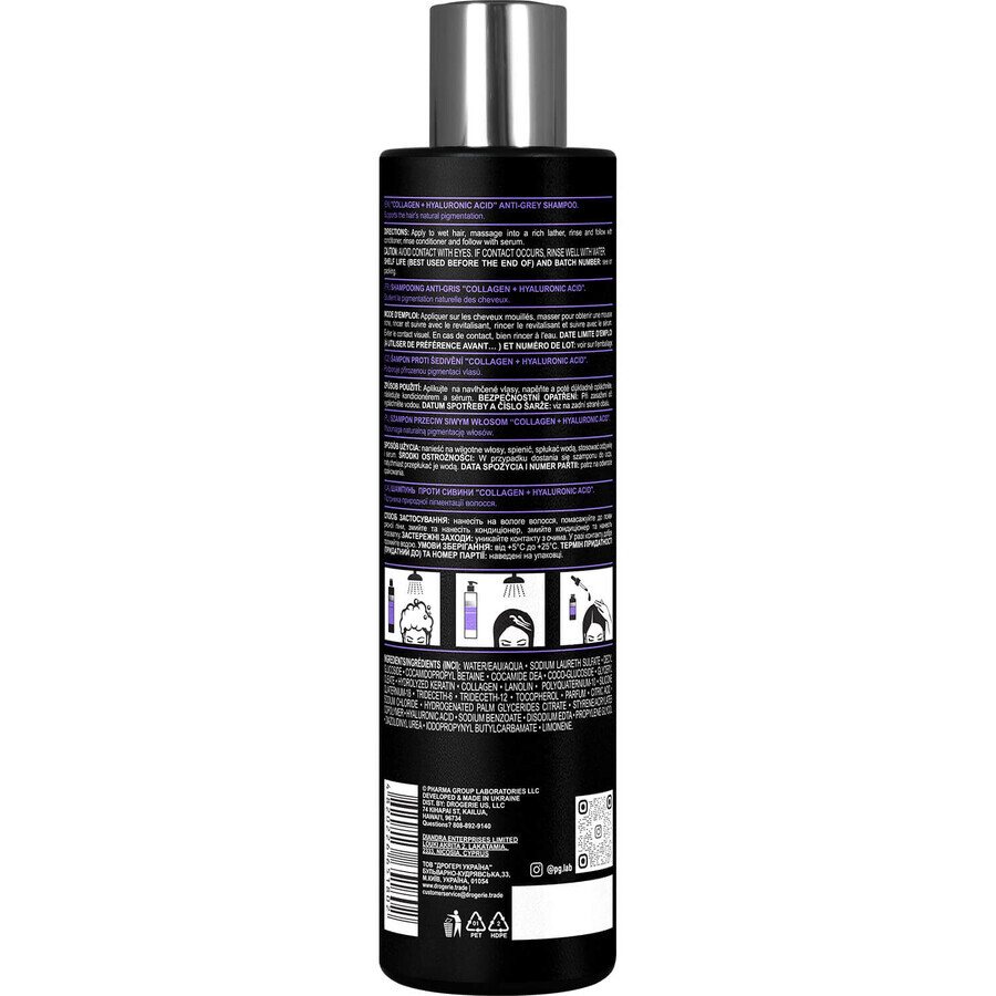 Шампунь для волос PHARMA GROUP Collagen + Hyaluronic Acid против седины, 250 мл: цены и характеристики