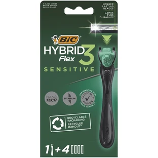 Бритва BIC Flex 3 Hybrid Sensitive 1 шт + 4 кассеты