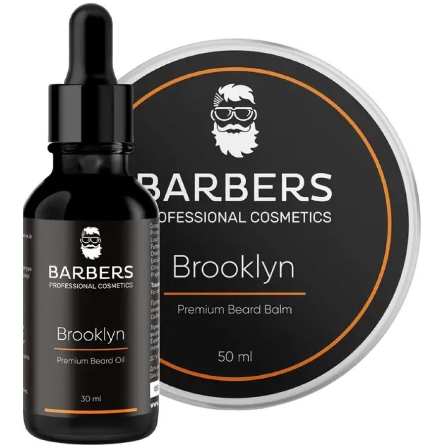 Набір для догляду за бородою BARBERS Brooklyn олія 30 мл + бальзам 50 мл: ціни та характеристики
