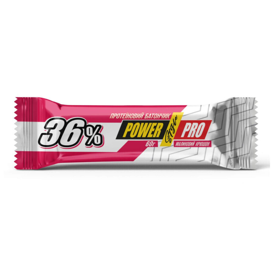 Батончик Power Pro Protein Bar 36% Raspberry Crushon, 20 шт. х 60 г: ціни та характеристики