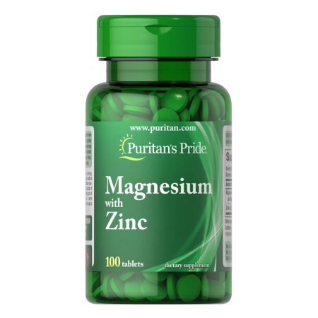 Магний и Цинк Puritan's Pride Magnesium with Zinc, 100 таб.