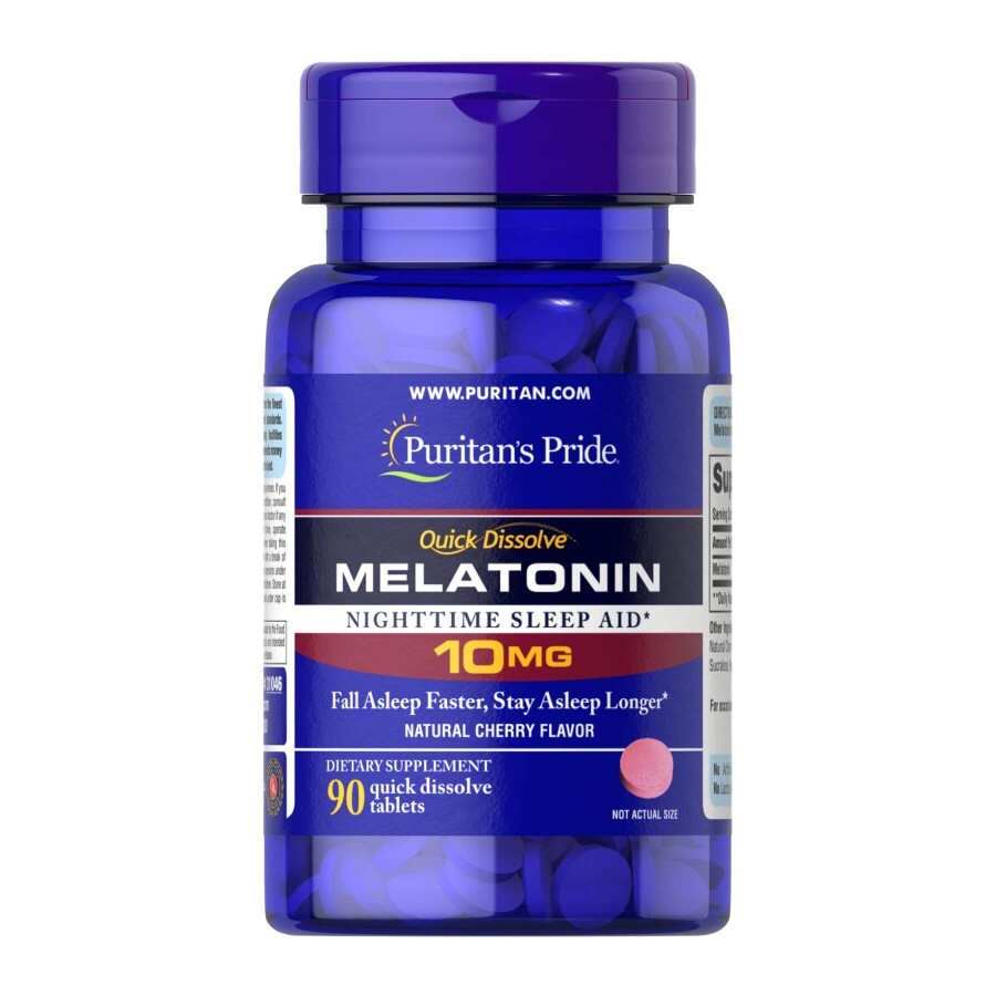 Мелатонин Puritan's Pride Quick Dissolve Melatonin 10 mg Cherry Flavor, 90 таб.: цены и характеристики