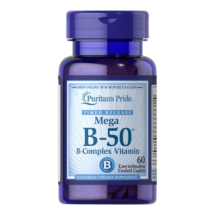 В-комплекс Puritan's Pride Vitamin B-50 Complex Timed Release, 60 каплет: цены и характеристики