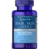 Комплекс Puritan's Pride Hair, Skin and Nails Formula Type 1 and 3 Collagen, 120 капс.