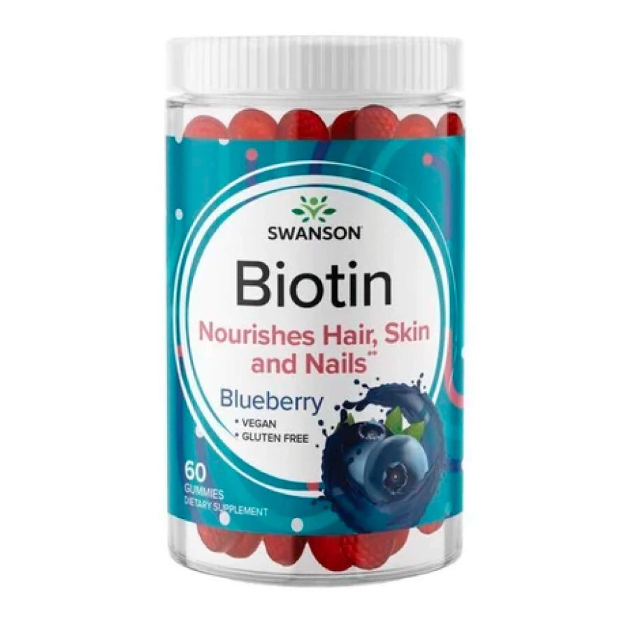 Біотин Swanson Biotin Blueberry, 60 жувальних цукерок: ціни та характеристики