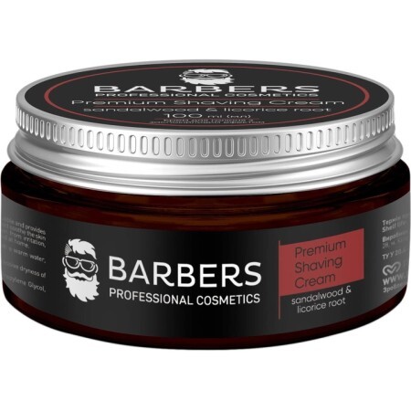 Крем для гоління Barbers Sandalwood-Licorice Root з заспокійливим ефектом, 100 мл