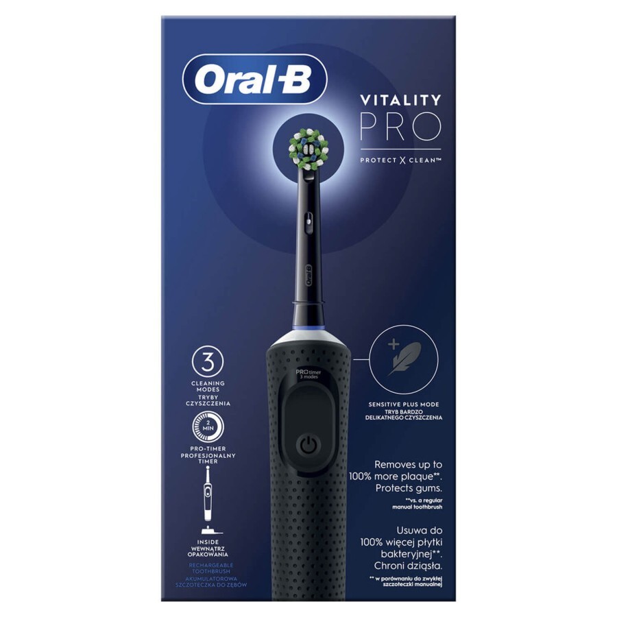 Зубна щітка електрична ORAL-B Vitality D103.413.3 Protect clean тип 3708 колір Black : ціни та характеристики