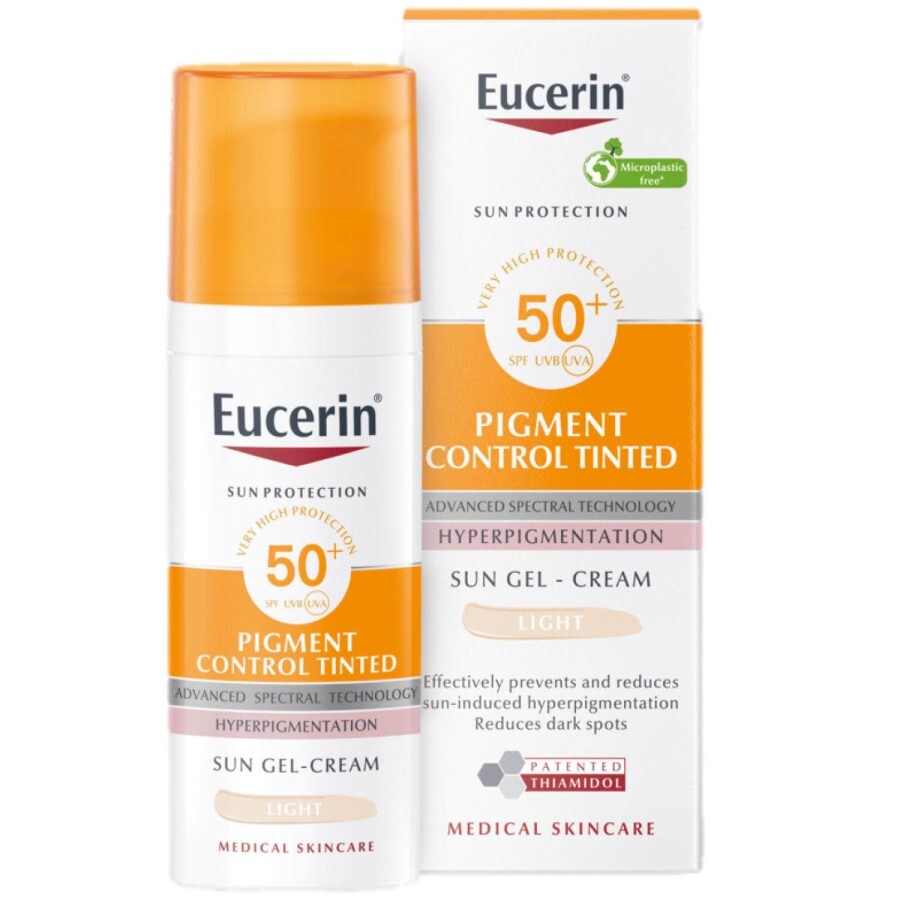 Гель-крем для лица Eucerin Pigment Control солнцезащитный против гиперпигментации тонирующий светлый оттенок SPF50+, 50 мл: цены и характеристики