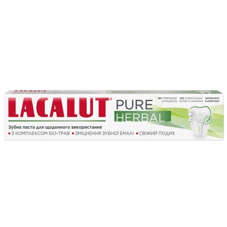 Зубна паста Lacalut Pure Herbal з комплектом біо-трав для зміцнення зубів 75 мл