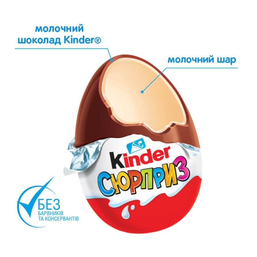 Яйце шоколадне Kinder (Кіндер) Сюрприз з іграшкою, 20 г : ціни та характеристики