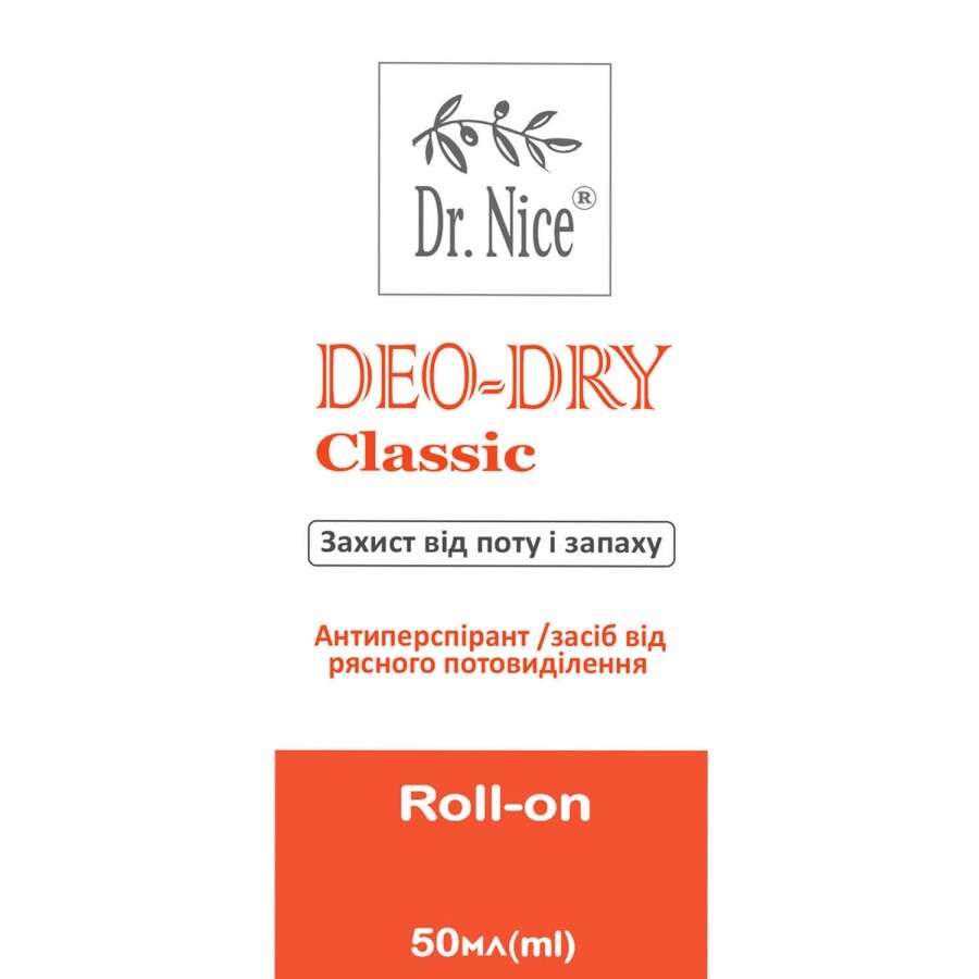 Дезодорант для тела Dr.Nice Deo-Dry Classic Roll-on от пота и запаха 50 мл : цены и характеристики