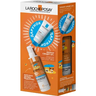 Набір La Roche-Posay Антеліос Дермо-Педіатрікс Спрей сонцезахисний дитячий SPF50+ 200 мл + Гель очищуючий 100 мл