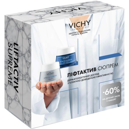 Набор Vichy Liftactiv Supreme средство длительного действия: коррекция морщин и упругость кожи 50 мл + ночное средство 50 мл 2022 
