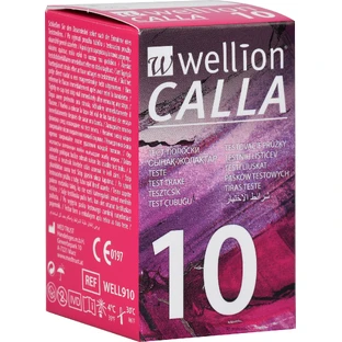 Тест-смужки для тестування рівня глюкози в крові Wellion CALLA, 10 штук