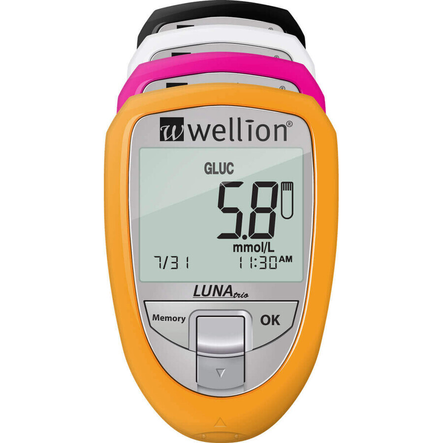 Набор для тестирования уровня глюкозы, холестерина и мочевой кислоты Wellion LUNA Trio ммоль, розовый: цены и характеристики