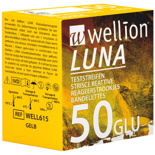 Тест смужки для тестування рівня глюкози в крові Wellion Luna, 50 штук