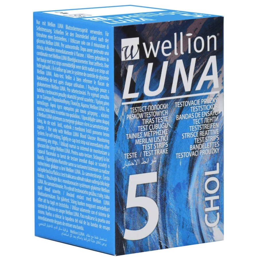 Тест-смужки для тестування рівня холестерину в крові Wellion Luna, 5 штук: ціни та характеристики