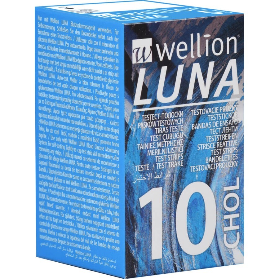 Тест-смужки для тестування рівня холестерину в крові Wellion Luna, 10 штук: ціни та характеристики