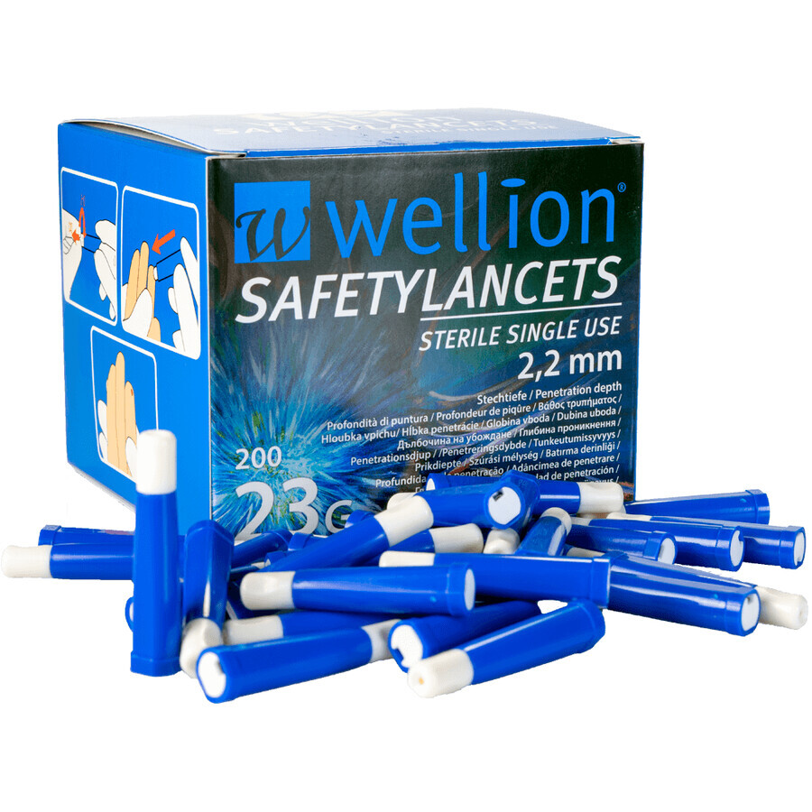 Безпечні ланцети Wellion Safety Lancets 23G, 200 штук: ціни та характеристики