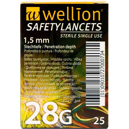 Безопасные ланцеты Wellion Safety Lancets 28G, 25 штук: цены и характеристики