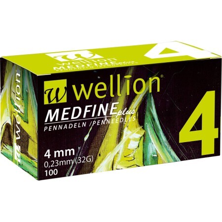 Иглы для инсулиновых шприц-ручек Wellion MEDFINE plus 0,23мм (32G) x 4мм, 100 шт.